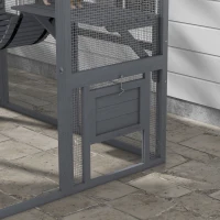 PawHut Wooden Catio Outdoor Cat Enclosure with Waterproof Cover, 2 Condos, 4 Platforms, Bridge, Doors, Gray(m-9)