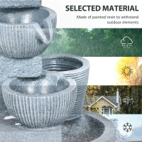 Outsunny Solar Powered Outdoor Water Fountain, 4-Tier Floor Standing Resin Cascading Bowls Waterfall Fountain with LED Lights(m-7)