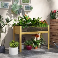 Outsunny Wooden Raised Garden Bed with Acrylic Panels, Raised Planter Box with Drainage Holes, 43.3" x 19.7" x 31.5"(m-8)