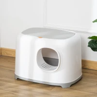 PawHut Cat Litter Box with Anti-Sand Tunnel, Scoop, Open Top, Odor Control & Easy to Clean, White(m-8)