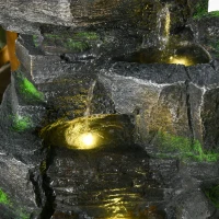 Outsunny Garden Water Feature with LED Lights and Pump, 4 Tier Cascading Water Fountain for Outdoor(m-9)