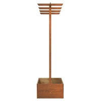 Outsunny Wooden Planter with Trellis Privacy Screen, Raised Garden Bed to Grow Vegetables, Herbs and Flowers, Orange(m-7)