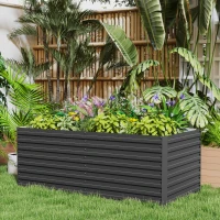 Outsunny 5' x 3' x 2' Raised Garden Bed, Galvanized Planter Box for Growing Flowers, Herbs and Vegetables, Dark Grey(m-8)