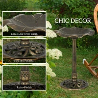 Outsunny Bird Bath for Outdoors, 28" Height Birdbath with Lotus Leaf Basin, Bird Feeder with Stand for Garden, Yard, Bronze(m-5)