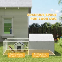 PawHut Galvanized Steel Dog Kennel Outdoor with Waterproof & UV-Resistant Cover for Large Dogs, 13.1' x 7.5' x 4.9'(m-4)