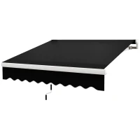 Outsunny 8'x7' Patio Awning Manual Retractable Sun Shade Outdoor Deck Canopy Shelter, Black(m-2)