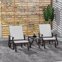 Outsunny Outdoor Glider Chair, Patio Glider with Steel Frame and Mesh Fabric, Garden Chair for Backyard, Garden, and Porch, Cream White(m-1)