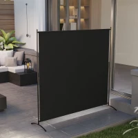 Outsunny Single Panel Room Divider, UV30+ Privacy Screen, Indoor Outdoor Privacy Panel with Stable Base, Black(m-9)