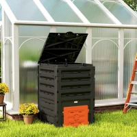 Outsunny Compost Bin, Garden Composter with 80 Vents and 2 Sliding Doors, 120 Gallon (450L), Orange(m-8)