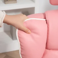 HOMCOM PU Leather Office Chair, Executive Desk Chair with Headrest, Foot Rest, Swivel Wheels, Reclining Computer Chair, Pink(m-9)