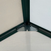 Outsunny 16' x 8' Aluminum Polycarbonate Greenhouse Walk-in Garden Greenhouse Kit with Adjustable Roof Vent, Rain Gutter and Sliding Door for Winter, Green(m-9)