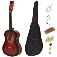 Soozier 36" Kids Acoustic Guitar Set with Easy Strings, Picks, and Waterproof Case Included, Beginner Acoustic Guitar for Kids, Portable Acoustic Child Guitar, Wine Red(m-1)