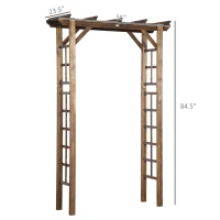 Outsunny 85" Wooden Garden Arbor for Wedding and Ceremony, Outdoor Garden Arch Trellis for Climbing Vines - Carbonized(m-3)
