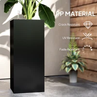 Outsunny 2 Pack Planter Box, 26 Inch Plastic Flower Pots with Water Level Indicator, Drainage Hole and Drain Plug, Black(m-7)