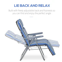 Outsunny Set of 2 Garden Sun Lounger, Outdoor Reclining Seat Cushioned Seat, Foldable Adjustable Recliner, Grey and Blue(m-6)