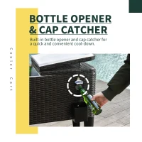 Outsunny 80 Quart Rattan Rolling Cooler Cart Portable Patio Ice Beer Beverage Cooling Bin for Outdoor Party w/ Bottle Opener, Brown Wicker(m-7)