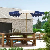 Outsunny 9FT Patio Umbrella with 8 Ribs, Crank & Tilt, UPF 50+ for Garden, Deck, Poolside, Mixed Colour(m-1)