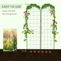 Outsunny 2 Pcs Garden Trellis for Climbing Plants, Outdoor Metal Trellis Plant Support Trellises for Patio, Lawn, Backyard(m-5)