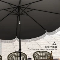 Outsunny 9FT Patio Umbrella, UPF 30+ Outdoor Market Umbrella with Crank, 8 Ribs, Push Button Tilt, Vented Patio Table Umbrella for Deck Backyard Lawn, Charcoal Gray(m-8)