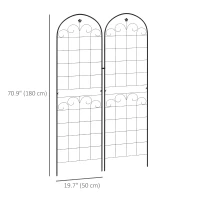 Outsunny 2 Pcs Garden Trellis for Climbing Plants, Outdoor Metal Trellis Plant Support Trellises for Patio, Lawn, Backyard(m-3)