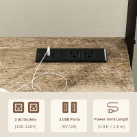 HOMCOM Baker's Rack with Power Outlet and Storage Shelves, Microwave Stand with Louvred Door Cabinets, Gray Wood Grain(m-4)