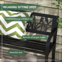 Outsunny 49" Metal Outdoor Bench Patio Bench with Curved Arms and Slatted Seat for Patio, Backyard, Lawn(m-5)