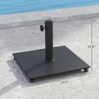Outsunny Square Patio Umbrella Base, 29 lbs Metal Umbrella Stand Base with Adjustable Foot Pads, Heavy Duty Patio Umbrella Holder for 1.5"/1.9" Umbrella Poles for Outdoor, Lawn, Poolside, Black(m-3)