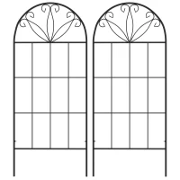 Outsunny Metal Garden Trellis Pack of 2 for Climbing Plants, Arched Grid Trellis Panels, 20" x 47", Black(m-2)
