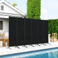 Outsunny 6 Panel Folding Room Divider, UV30+ Privacy Screen, Indoor Outdoor Privacy Panel with Stable Base, Black(m-1)