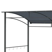Outsunny 7' x 5' BBQ Grill Gazebo Tent, Garden Grill Canopy with Steel Frame and Hooks, Outdoor Sun Shade, Grey(m-9)