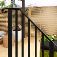 Outsunny 2-3 Step Handrails for Outdoor Steps, Metal Outdoor Stair Railing, Porch Deck Railing with Installation Kit, Black(m-10)