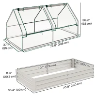 Outsunny 6' x 3' Metal Planter Box with Cover, Raised Garden Bed with Mini Greenhouse for Herbs, Vegetables, Clear and Silver(m-3)