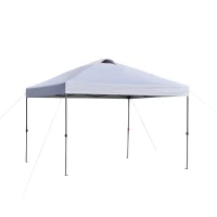 Outsunny 10' x 10' Pop Up Canopy Tent with Airy Top Vents and Wheeled Carry Bag for Outdoor, Garden, Patio, White(m-11)