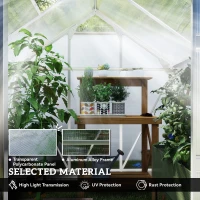 Outsunny 6' x 6' x 6.6' Polycarbonate Greenhouse, Walk-In Green House Kit Garden, Plants Grow, Galvanized Sheet Aluminum Frame with Rain Gutter, Vent and Sliding Door, Silver(m-5)