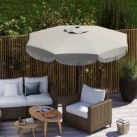 Outsunny 9FT Patio Umbrella, UPF 30+ Outdoor Market Umbrella with Crank, 8 Ribs, Push Button Tilt, Vented Patio Table Umbrella for Deck Backyard Lawn, Light Gray(m-9)