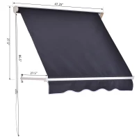 Outsunny 4' x 2.3' Retractable Window Door Awning Patio Canopy Outdoor Sun Shade Shelter Dark Grey(m-3)