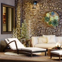 Outsunny Set of 2 Wicker Chaise Lounge Chair Outdoor Patio Lounger with 5 Adjustable Back, Wheels, Cushion, and Armrests, Beige(m-8)