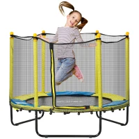 Qaba 4.6FT Trampoline for Kids with Enclosure Net for Ages 3-10, Indoor Outdoor Use, Yellow(m-11)
