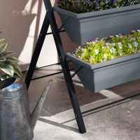 Outsunny 5-Tier Raised Garden Bed Plant Stand Flower Pots with Leaking Holes Grey(m-10)