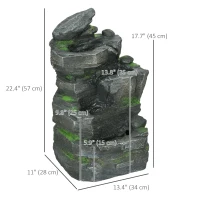 Outsunny Garden Water Feature with LED Lights and Pump, 4 Tier Cascading Water Fountain for Outdoor(m-3)