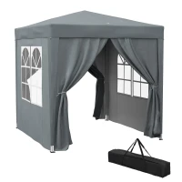 Outsunny 6.6'x6.6' Pop Up Canopy Tent with Sidewalls, Instant Sun Shelter Camping Gazebo with Carry Bag, Grey(m-11)