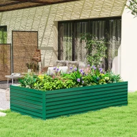 Outsunny 8' x 4' x 2' Raised Garden Bed, Galvanized Planter Box for Growing Flowers, Herbs and Vegetables, Green(m-1)