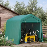 Outsunny 7.9' x 6.6' Garden Storage Tent, Patio Storage Shelter w/ Metal Frame and Double Zipper Doors, Green(m-8)
