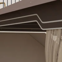 Outsunny 10' x 12' Patio Gazebo Outdoor Canopy Shelter with Double Tier Roof and Nettings for Garden Lawn Backyard Deck, Brown(m-8)