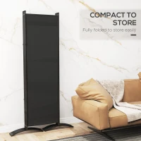 Outsunny 6 Panel Folding Room Divider, UV30+ Privacy Screen, Indoor Outdoor Privacy Panel with Stable Base, Black(m-7)