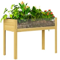 Outsunny Wooden Raised Garden Bed with Acrylic Panels, Raised Planter Box with Drainage Holes, 43.3" x 19.7" x 31.5"(m-11)