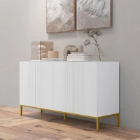 HOMCOM Sideboard Storage Cabinet with Adjustable Shelves, Soft-Close Doors, Kitchen Buffet Cabinet for Dining Room, White(m-9)