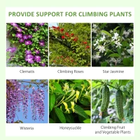 Outsunny 2 Pcs Garden Trellis for Climbing Plants, Outdoor Metal Trellis Plant Support Trellises for Patio, Lawn, Backyard(m-4)