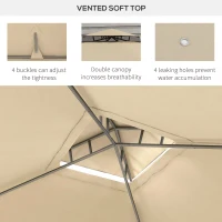 Outsunny 9.6' x 11.6' Patio Gazebo Outdoor Canopy Shelter with 2-Tier Roof and Netting, Steel Frame for Garden, Taupe(m-5)
