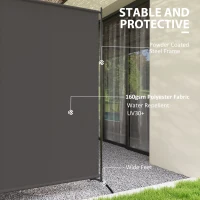 Outsunny Single Panel Room Divider, UV30+ Privacy Screen, Indoor Outdoor Privacy Panel with Stable Base, Dark Grey(m-5)